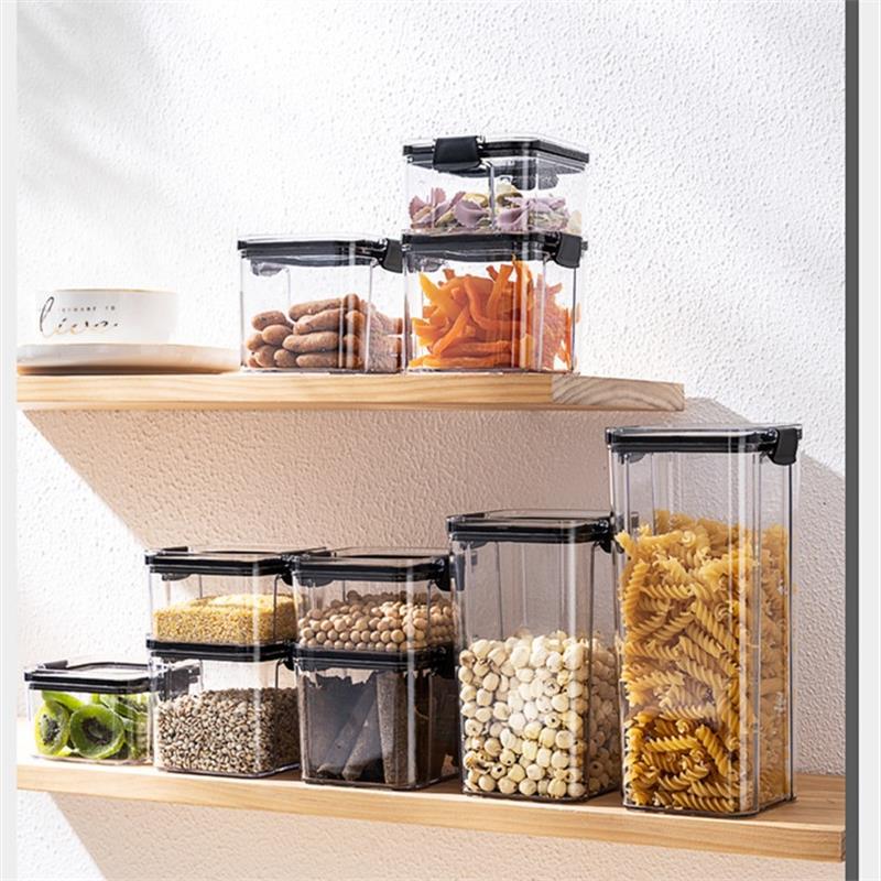 WBBOOMING 4 Different Capacity Plastic Sealed Cans Kitchen Storage Box Transparent Food Canister Keep Fresh New Clear Container