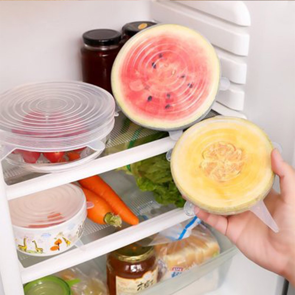 6 Pcs Silicone Cover
  Stretch Lids for Kitchen Microwave Food Covers Bowl Caps Elastic Silicone Lid Cap Universal Adaptable
